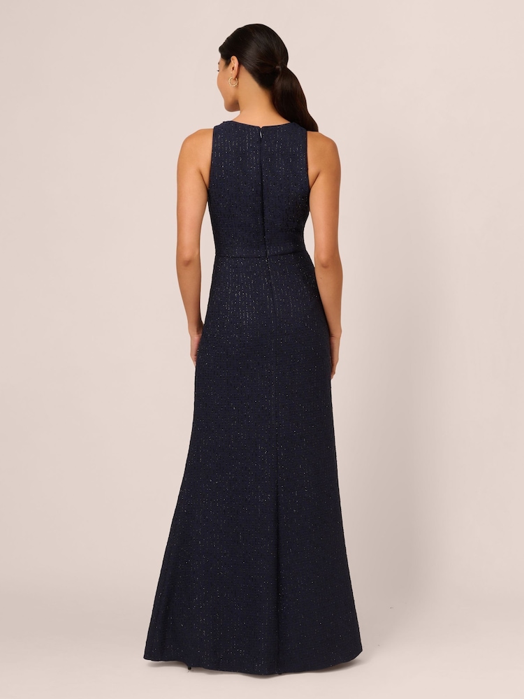 Adrianna Papell Blue Glitter Boucle Stretch Gown - Image 2 of 7