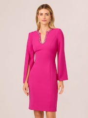 Adrianna Papell Pink Knit Crepe Jewel Short Dress - Image 1 of 7