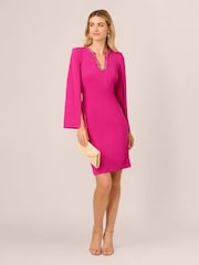 Adrianna Papell Pink Knit Crepe Jewel Short Dress - Image 3 of 7