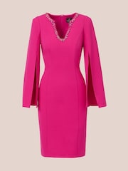 Adrianna Papell Pink Knit Crepe Jewel Short Dress - Image 6 of 7