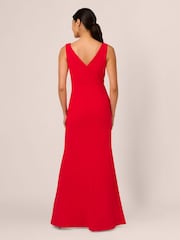 Adrianna Papell Red Bow Front Crepe Gown - Image 2 of 7