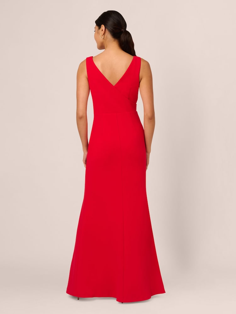 Adrianna Papell Red Bow Front Crepe Gown - Image 2 of 7