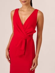 Adrianna Papell Red Bow Front Crepe Gown - Image 4 of 7