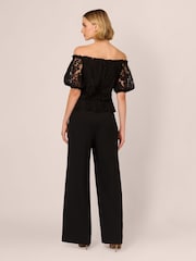Adrianna Papell Black Lace And Crepe Jumpsuit - Imagen 2 de 7