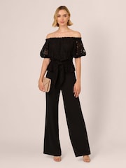 Adrianna Papell Black Lace And Crepe Jumpsuit - Imagen 3 de 7