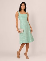Adrianna Papell Green Fit And Flare Boucle Dress - Image 3 of 7