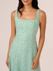 Adrianna Papell Green Fit And Flare Boucle Dress - Image 4 of 7