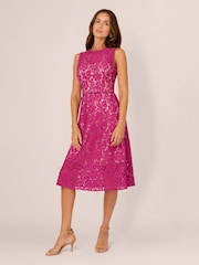 Adrianna Papell Purple Lace Midi Dress - Image 1 of 7