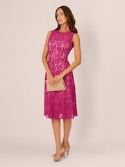 Adrianna Papell Purple Lace Midi Dress - Image 3 of 7