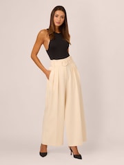 Adrianna Papell Solid Woven White Trousers With Belt - Image 3 of 7
