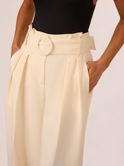 Adrianna Papell Solid Woven White Trousers With Belt - Image 4 of 7