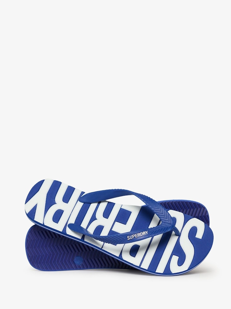Синий с хромированной отделкой - сандалии с логотипом Superdry Core - Изображение 1 из 3