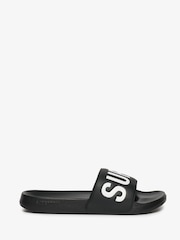 Superdry Black Core Graphic Pool Sliders - Image 1 of 8