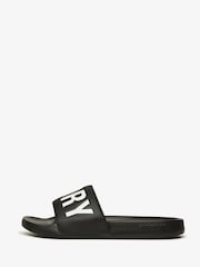 Superdry Black Core Graphic Pool Sliders - Image 2 of 8