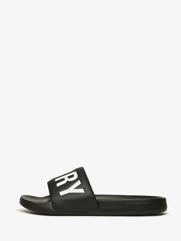 Superdry Black Core Graphic Pool Sliders - Image 2 of 8