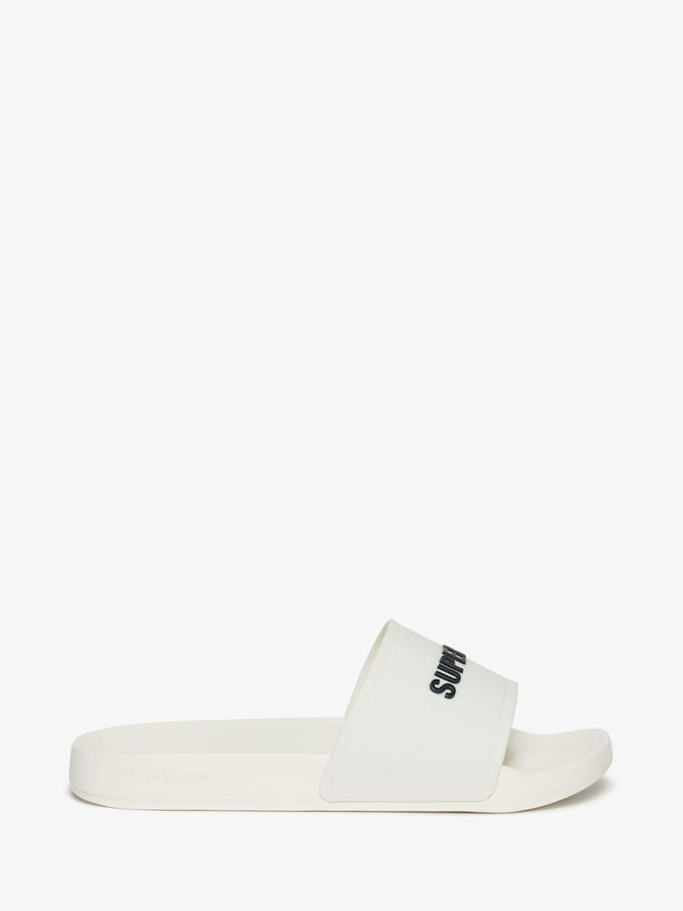 Superdry White Logo Pool Sliders - Image 1 of 6