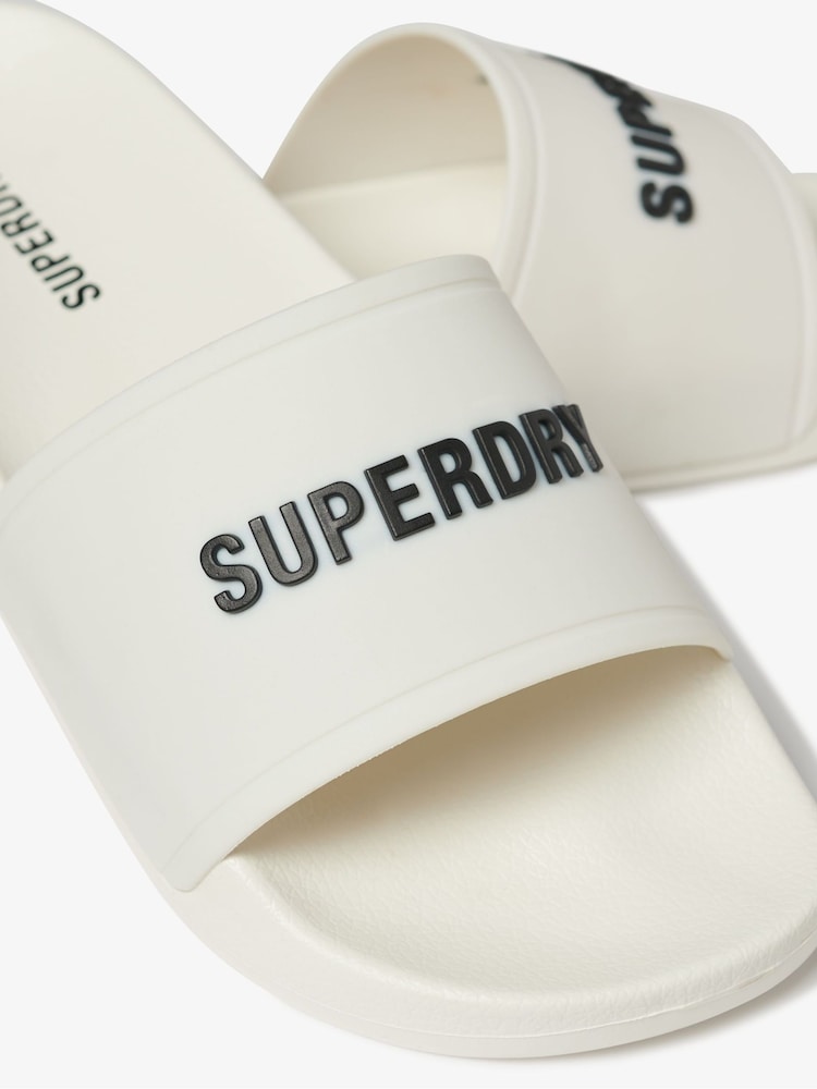 Superdry White Logo Pool Sliders - Image 6 of 6