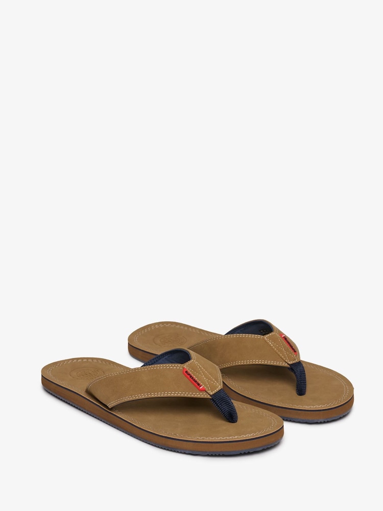 Superdry Brown Chrome Premium Sandals - Image 1 of 8