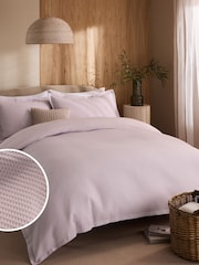 Purple LIlac Waffle Duvet Cover and Pillowcase Set - Image 1 of 4