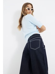 River Island Blue Carpenter Barrel 100% Cotton Jeans - Image 2 of 6