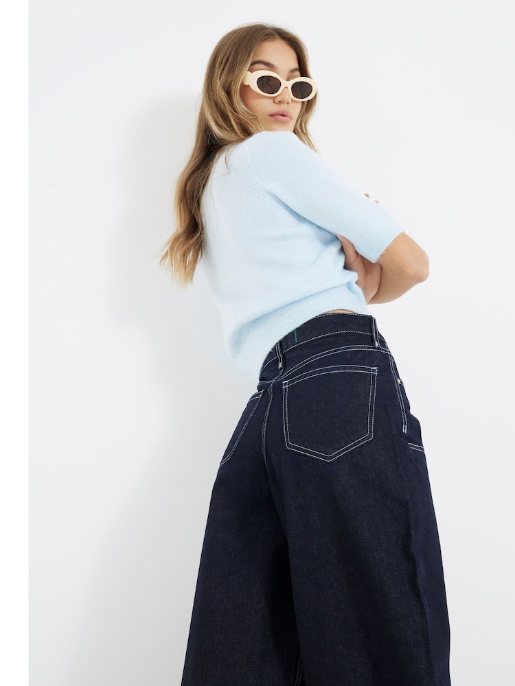 River Island Blue Carpenter Barrel 100% Cotton Jeans - Image 2 of 6 River Island Blue Carpenter Barrel 100% Cotton Jeans - Image 2 of 6