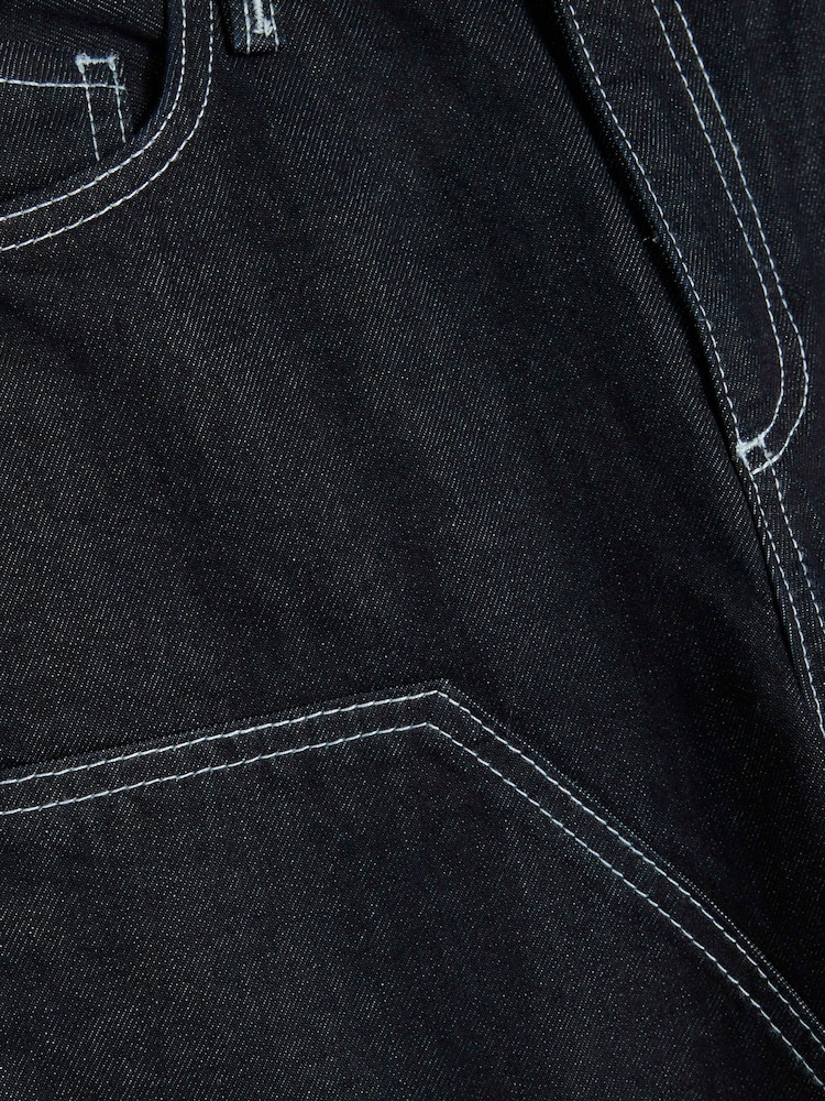 River Island Blue Carpenter Barrel 100% Cotton Jeans - Image 6 of 6 River Island Blue Carpenter Barrel 100% Cotton Jeans - Image 6 of 6