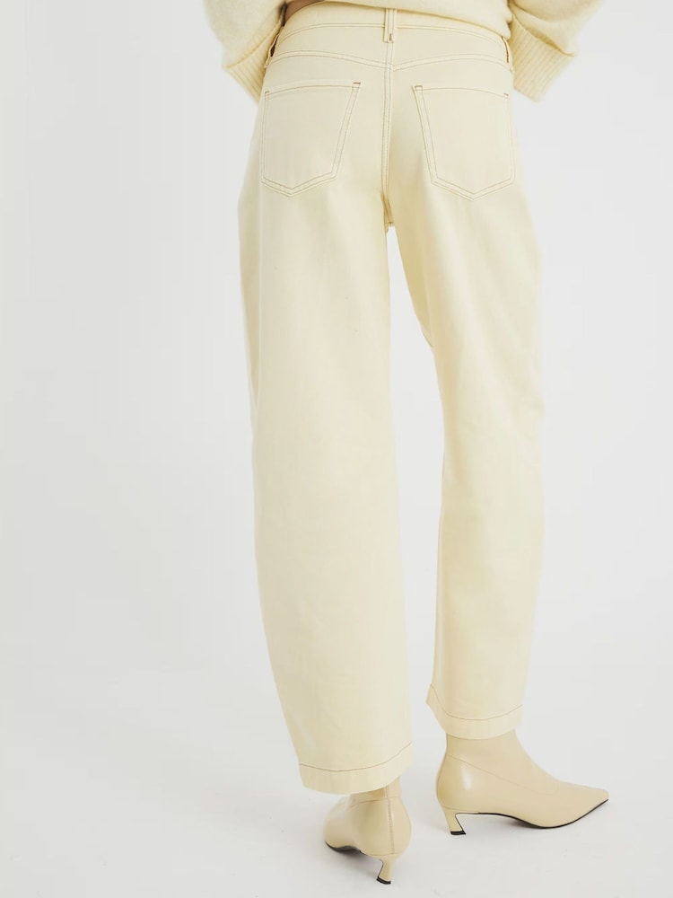 River Island Buttermilk Yellow Seamed Barrel Jeans - Image 2 of 6
