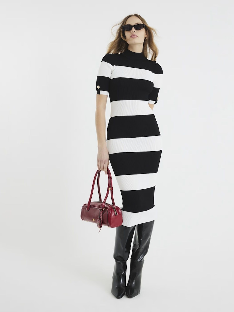 River Island Black Shoulder Military Dress - Image 1 of 4