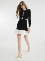 River Island Black Button Through Skater Dress - Image 3 of 6