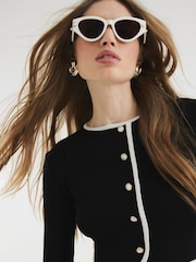River Island Black Button Through Skater Dress - Image 4 of 6