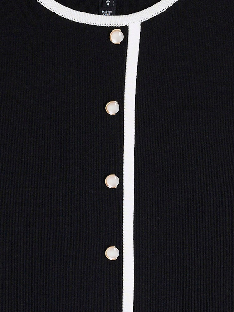 River Island Black Button Through Skater Dress - Image 6 of 6