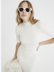 River Island Cream Shoulder Military Dress - Image 1 of 4