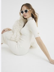 River Island Cream Shoulder Military Dress - Image 3 of 4