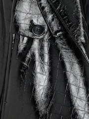 River Island Black Faux Leather Crop Trench Coat - Image 6 of 6