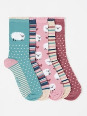 FatFace Multi 5 Pairs of Sheep Socks - Image 1 of 2