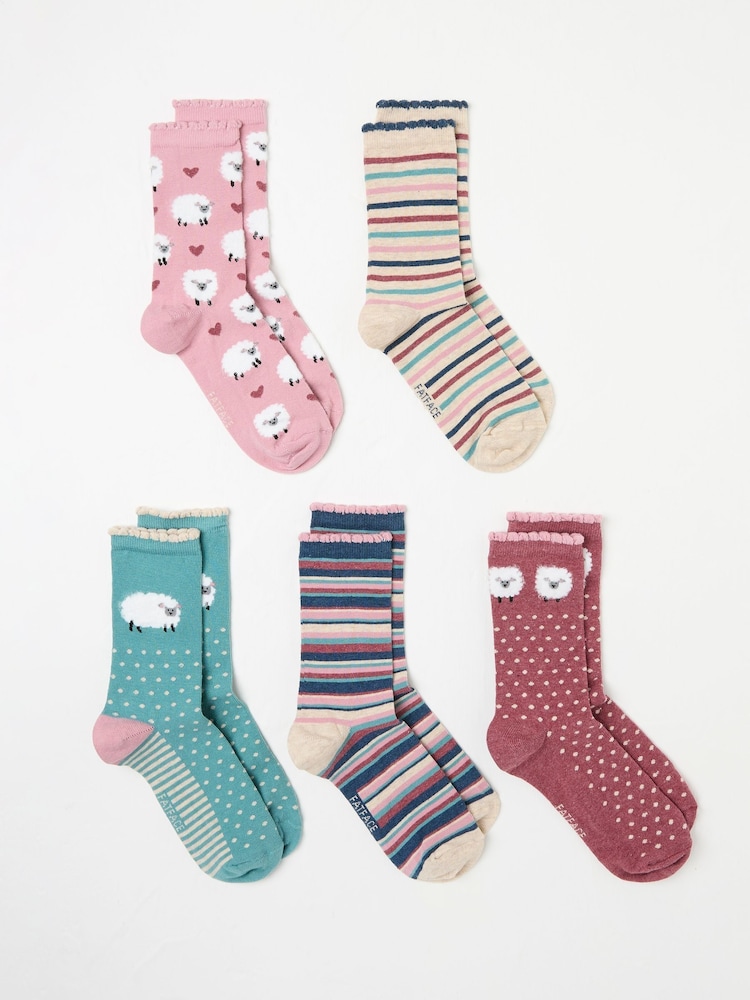 FatFace Multi 5 Pairs of Sheep Socks - Image 2 of 2