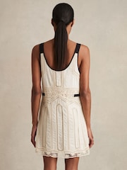 Reiss Cream Charlotte Cotton Crochet-Detail Mini Dress - Image 5 of 6