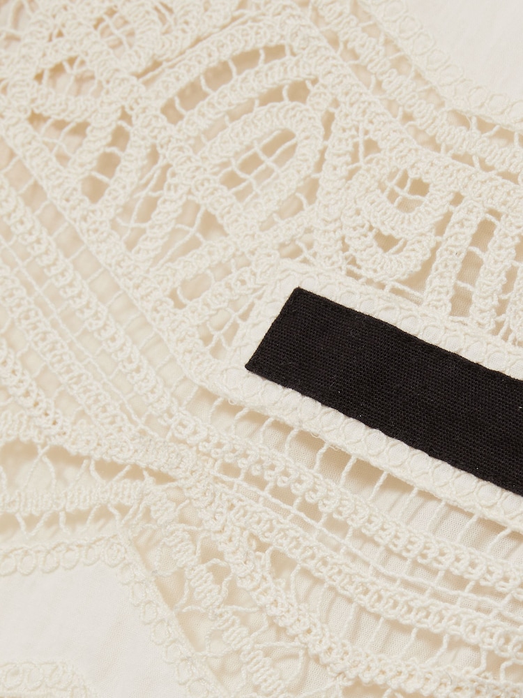 Reiss Cream Charlotte Cotton Crochet-Detail Mini Dress - Image 6 of 6