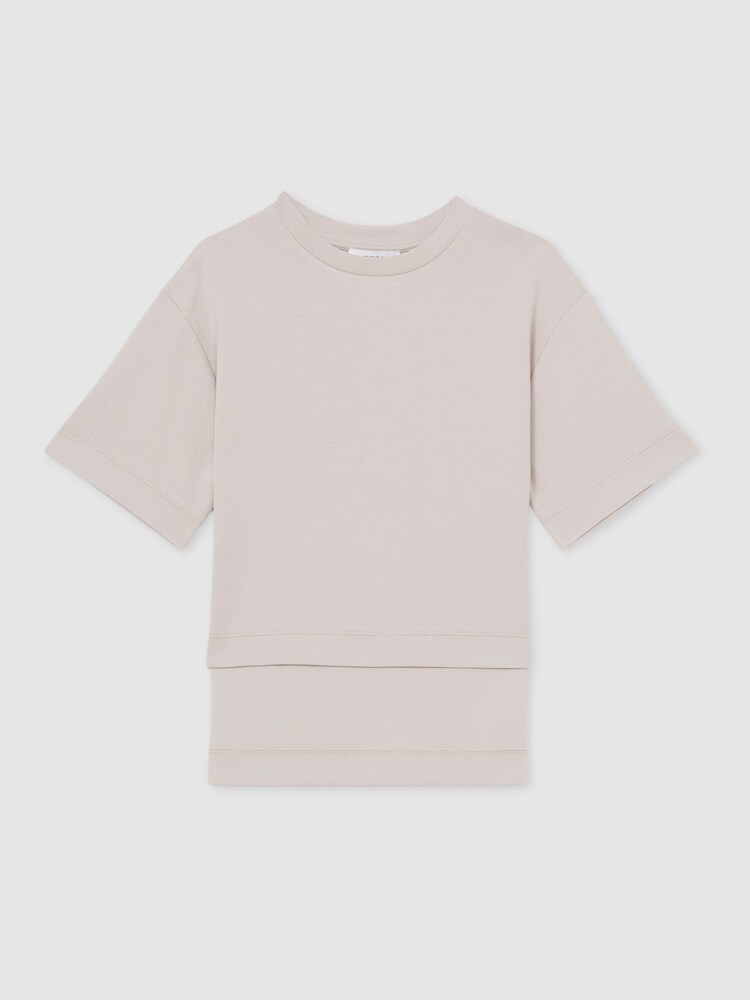 Reiss Stone Anabelle 9-13 yrs Stretch-Cotton Oversized High-Low T-Shirt - Image 2 of 4 Reiss Stone Anabelle 9-13 yrs Stretch-Cotton Oversized High-Low T-Shirt - Image 2 of 4