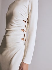 Reiss White Lorna Atelier Cut-Out Rope Detail Dress - Image 5 of 7