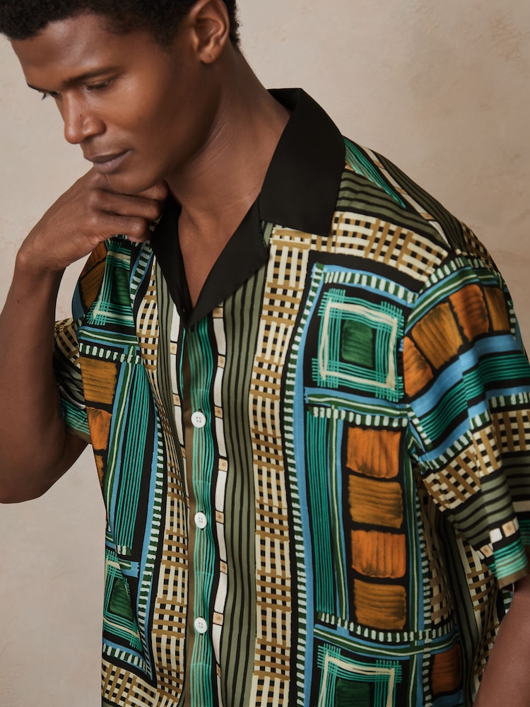 Reiss Sala Reiss | Ché Printed Cuban-Collar Shirt - Изображение 1 из 6