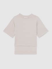 Reiss Anabelle Stretch-Cotton Oversized Alto-Low T-Shirt - Imagen 1 de 4