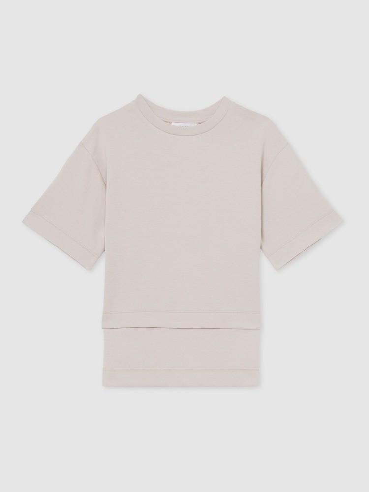 Reiss Anabelle Stretch-Cotton Oversized Alto-Low T-Shirt - Imagen 1 de 4