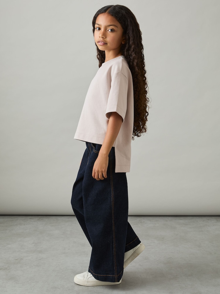 Reiss Anabelle Stretch-Cotton Oversized Alto-Low T-Shirt - Imagen 2 de 4