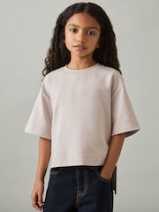 Reiss Anabelle Stretch-Cotton Oversized Alto-Low T-Shirt - Imagen 3 de 4
