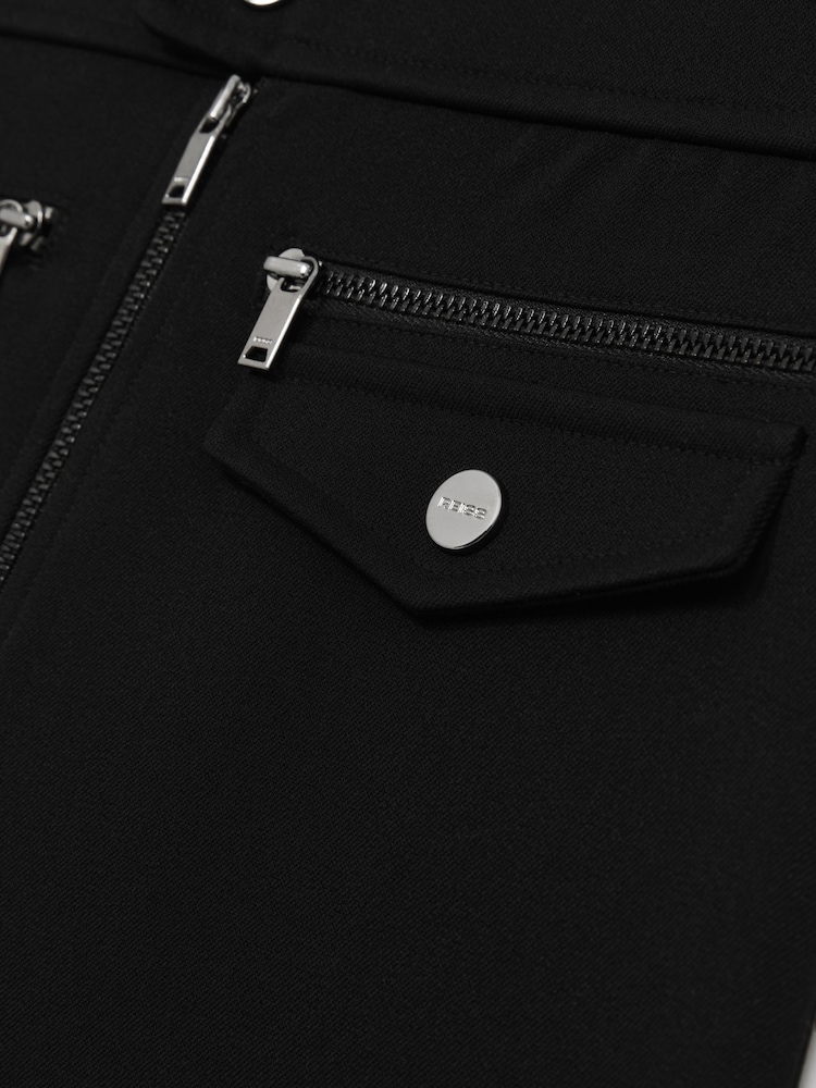 Reiss Black Poppie 9-13 yrs Piqué Zip-Detail Mini Skirt - Image 4 of 4