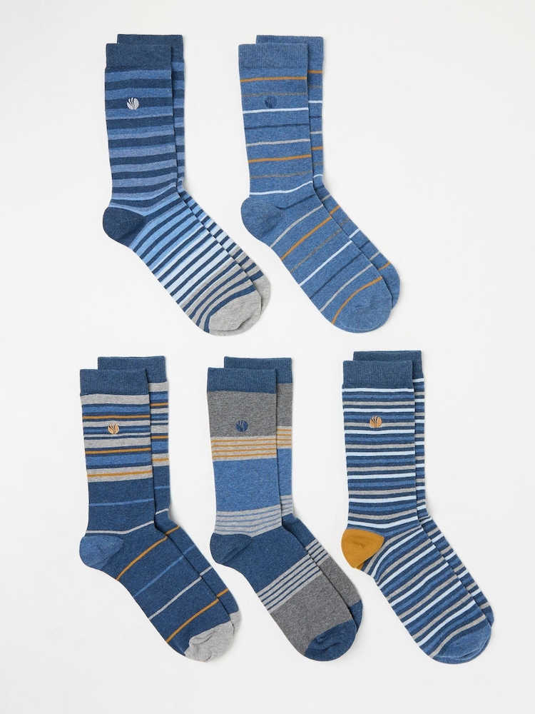 FatFace Multi 5 Pairs of Striped Socks - Image 2 of 2