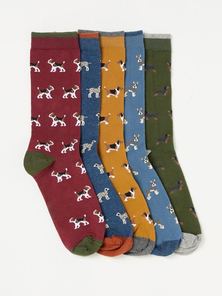 FatFace Multi 5 Pairs of Dog Socks - Image 1 of 2