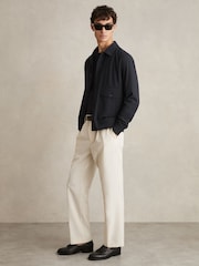 Reiss Navy Raider Textured Blouson Jacket - Image 1 of 6