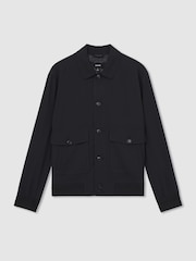 Reiss Navy Raider Textured Blouson Jacket - Image 2 of 6
